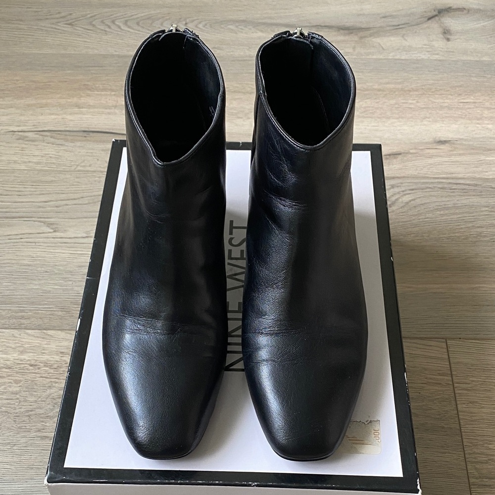 Nine West Black Leather Ankle Boots